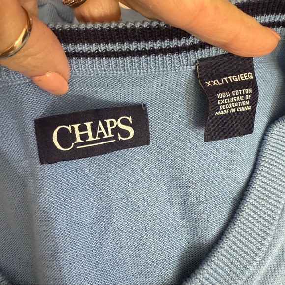 Chaps Golf Blue V-neck sweater vest size XXL - Picture 7 of 9